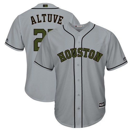 Houston Astros #27 Jose Altuve Grey New Cool Base 2018 Memorial Day Stitched Jersey Men's