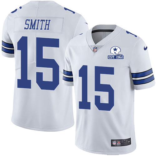 Dallas Cowboys #15 Devin Smith White Men's Stitched With Established In 1960 Patch Vapor Untouchable Limited Jersey Men's