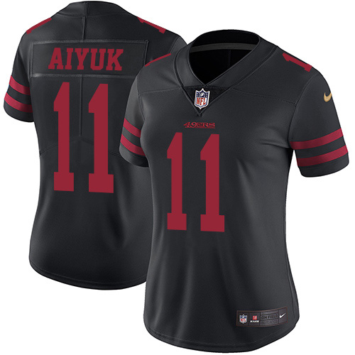 San Francisco 49ers #11 Brandon Aiyuk Black Alternate Women's Stitched Vapor Untouchable Limited Jersey Womens
