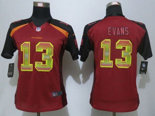 Buccaneers #13 Mike Evans Red Team Color Women's Stitched Elite Strobe Jersey