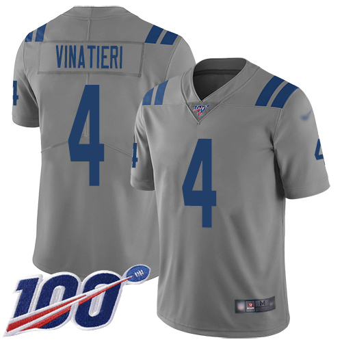 Indianapolis Colts #4 Adam Vinatieri Gray Men's Stitched Limited Inverted Legend 100th Season Jersey Men's