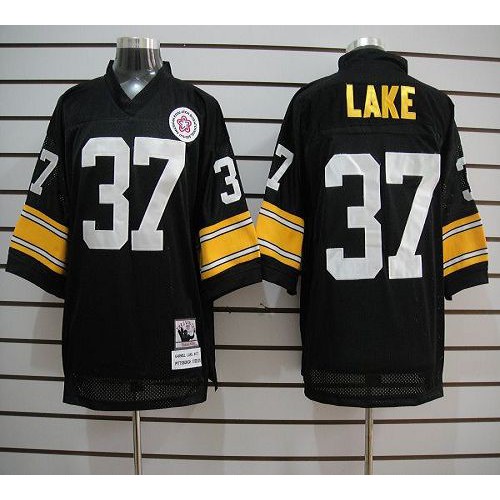 Mitchell And Ness Pittsburgh Steelers #37 Carnell Lake Black Stitched Jersey Men's