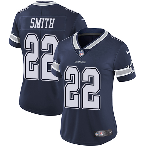 Cowboys #22 Emmitt Smith Navy Blue Team Color Women's Stitched Vapor Untouchable Limited Jersey