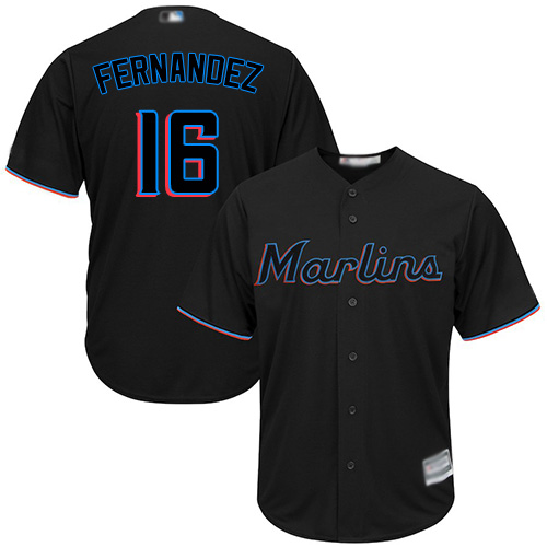 Miami Marlins #16 Jose Fernandez Black New Cool Base Stitched Jersey Men's