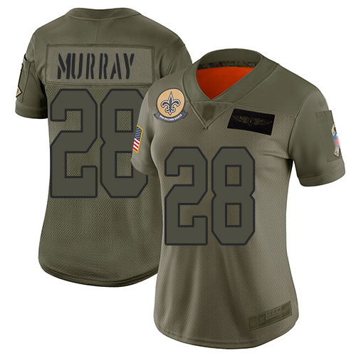 New Orleans Saints #28 Latavius Murray Camo Women's Stitched Limited 2019 Salute to Service Jersey Womens