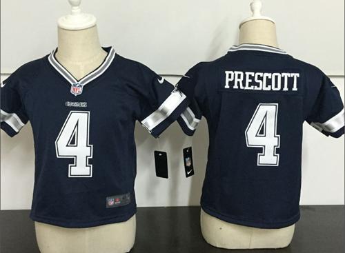 Toddler Cowboys #4 Dak Prescott Navy Blue Team Color Stitched Elite Jersey