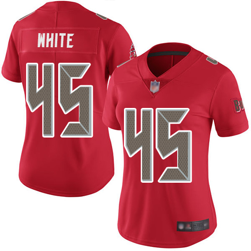 Buccaneers #45 Devin White Red Women's Stitched Limited Rush Jersey