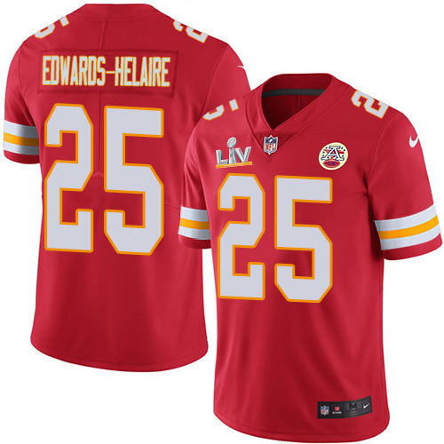 Chiefs #25 Clyde Edwards-Helaire Red Team Color Youth Super Bowl LV Bound Stitched Vapor Untouchable Limited Jersey