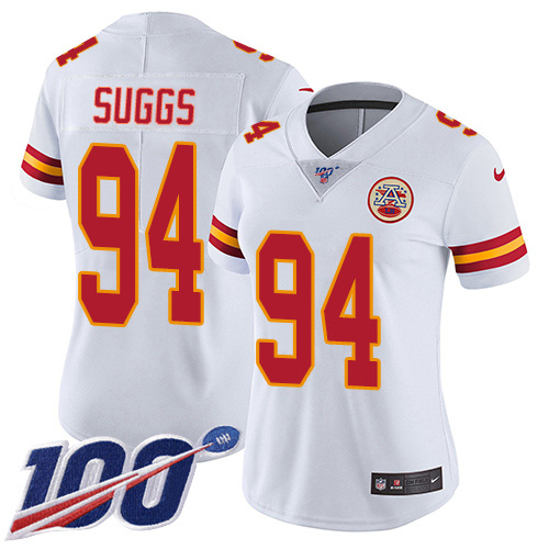 Kansas City Chiefs #94 Terrell Suggs White Women's Stitched 100th Season Vapor Untouchable Limited Jersey Womens