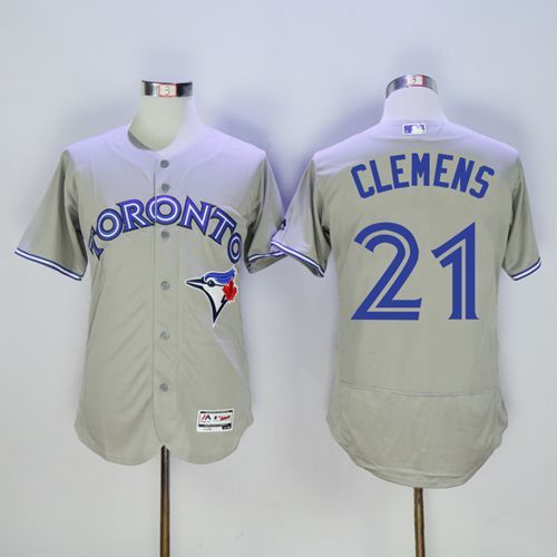 Toronto Blue Jays #21 Roger Clemens Grey Flexbase Authentic Collection Stitched Jersey Men's