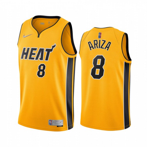 Miami Miami Heat #8 Trevor Ariza Yellow Youth Swingman 2020-21 Earned Edition Jersey Youth