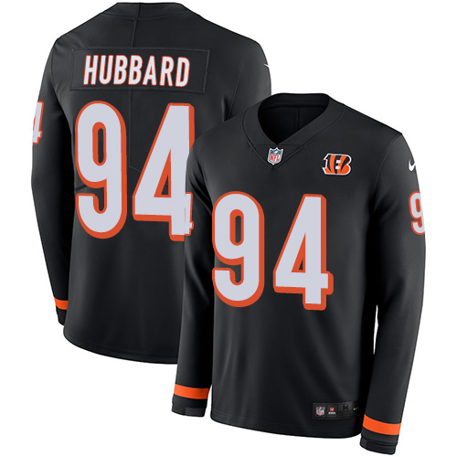 Bengals #94 Sam Hubbard Black Team Color Men's Stitched Limited Therma Long Sleeve Jersey