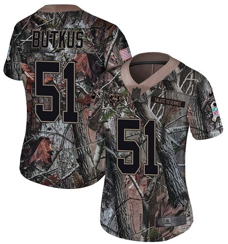 Bears #51 Dick Butkus Camo Women's Stitched Limited Rush Realtree Jersey