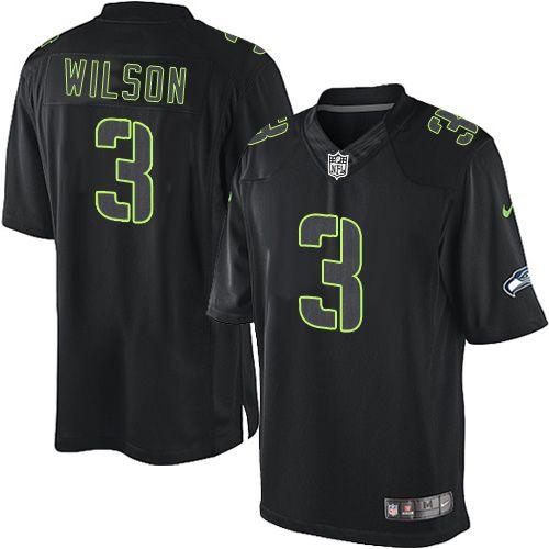 Seattle Seahawks #3 Russell Wilson Black Men's Stitched Impact Limited Jersey Men's