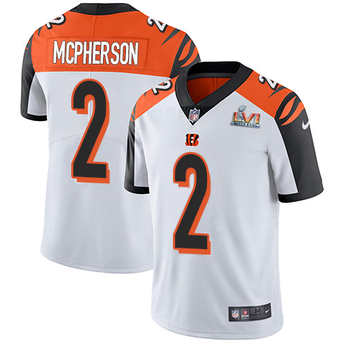 Bengals #2 Evan McPherson White Super Bowl LVI Patch Youth Stitched Vapor Untouchable Limited Jersey
