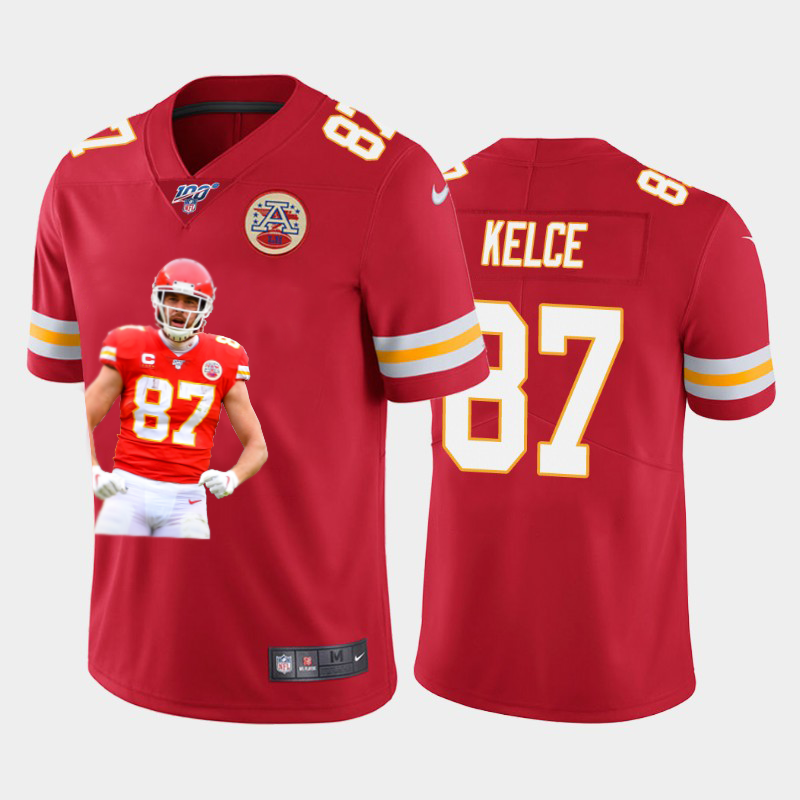 Kansas City Chiefs #87 Travis Kelce Team Hero 7 Vapor Limited 100 Jersey Red