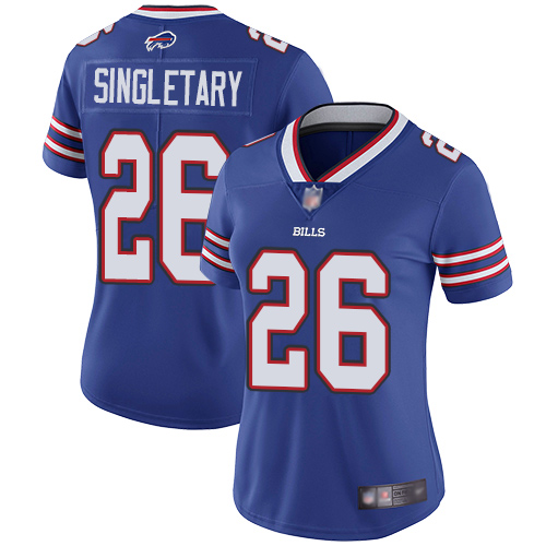 Buffalo Bills #26 Devin Singletary Royal Blue Team Color Women's Stitched Vapor Untouchable Limited Jersey Womens