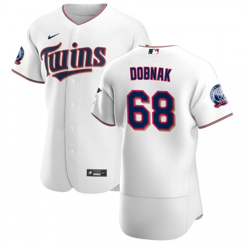 Minnesota Minnesota Twins #68 Randy Dobnak Men's White Home 2020 60th Season Authentic Team Jersey Men's