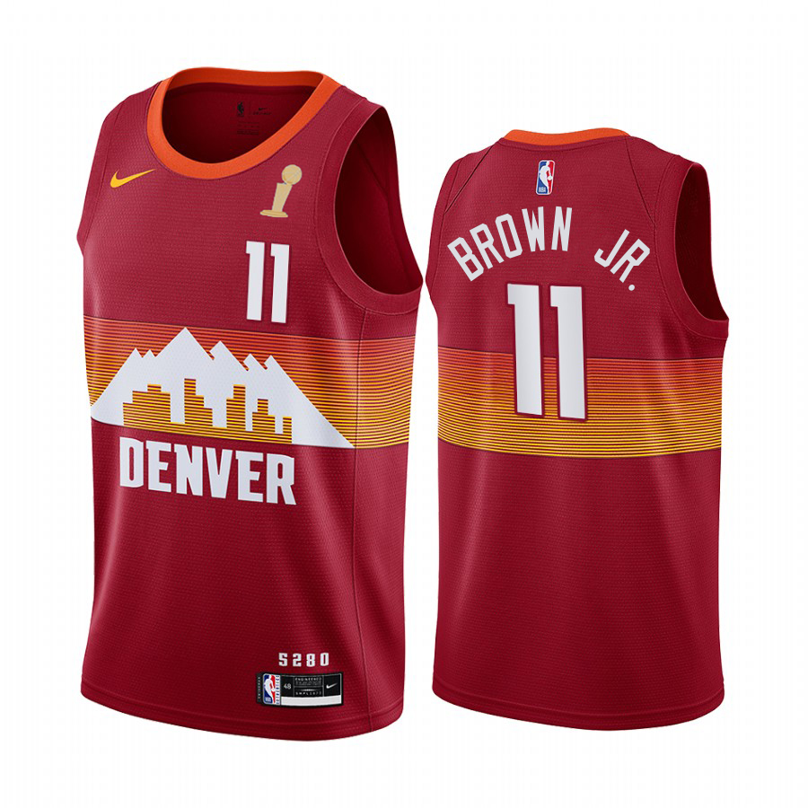 Nuggets #11 Bruce Brown Jr. Red Swingman Women's 2023 Finals Champions City Edition Jersey