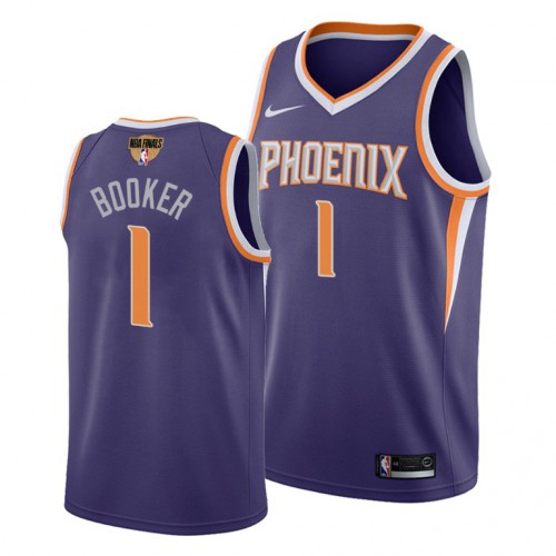 Phoenix Suns #1 Devin Booker Youth 2021 Finals Bound Swingman Icon Edition Jersey Purple Youth