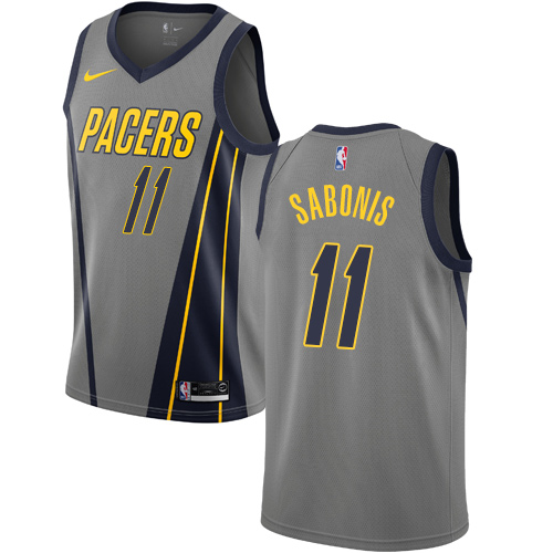 Indiana Pacers #11 Domantas Sabonis Gray Swingman City Edition 2018/19 Jersey Mens