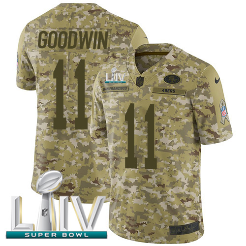 San Francisco 49ers #11 Marquise Goodwin Camo Super Bowl LIV 2020 Men's Stitched Limited 2018 Salute To Service Jersey Men's
