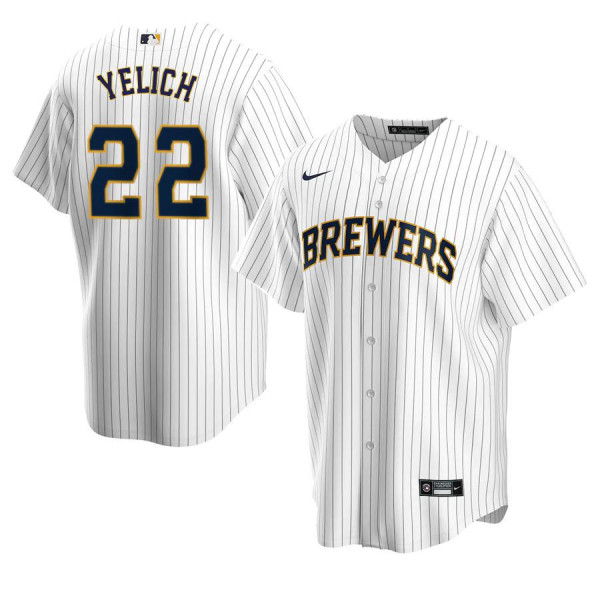 Men's Youth Women's Milwaukee Brewers 22 Replica 2020 White Home Christian Yelich Jersey