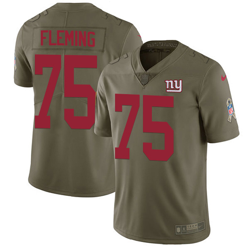 New York Giants #75 Cameron Fleming Olive Youth Stitched Limited 2017 Salute To Service Jersey Youth