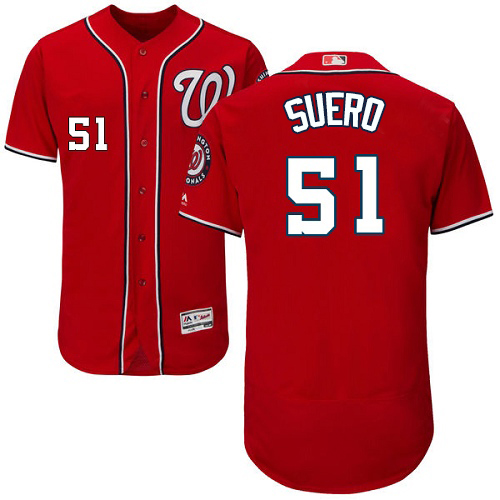 Washington Nationals #51 Wander Suero Red Flexbase Authentic Collection Stitched Jersey Men's