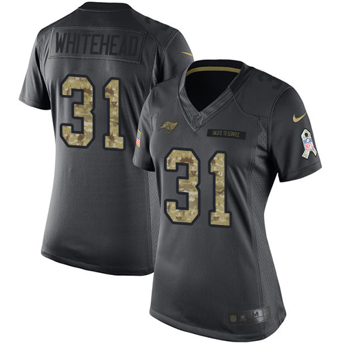 Tampa Bay Buccaneers #31 Jordan Whitehead Black Women's Stitched Limited 2016 Salute to Service Jersey Womens