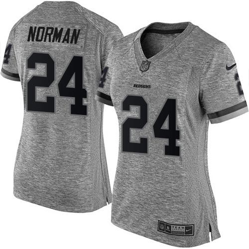 Washington Commanders #24 Josh Norman Gray Women's Stitched Limited Gridiron Gray Jersey Womens