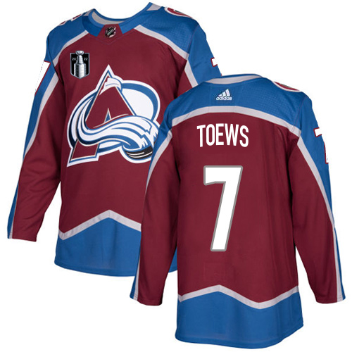 Adidas Colorado Avalanche #7 Devon Toews Burgundy Youth 2022 Stanley Cup Final Patch Home Authentic Stitched Jersey Youth