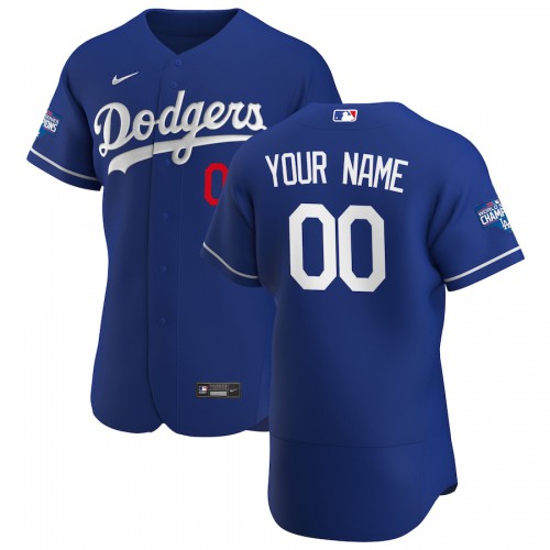 Los Angeles Dodgers Custom Men's Royal Alternate 2020 World Series Champions Authentic Player Jersey
