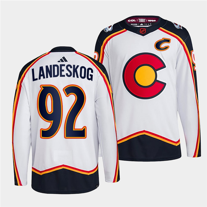 Colorado Avalanche #92 Gabriel Landeskog Men's Adidas Reverse Retro 2.0 Authentic Player Jersey - White
