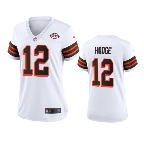 Women Cleveland Browns #12 Khadarel Hodge 1946 Collection Alternate Game Limited Jersey - White Womens