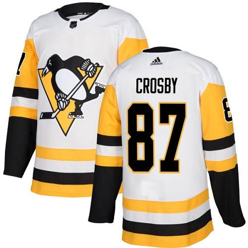 Adidas Pittsburgh Penguins #87 Sidney Crosby White Road Authentic Stitched Jersey Men's