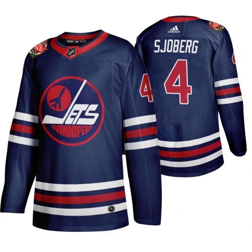 Winnipeg Winnipeg Jets #4 Lars-Erik Sjoberg Men's 2019-20 Heritage Classic Wha Navy Stitched Jersey Men's