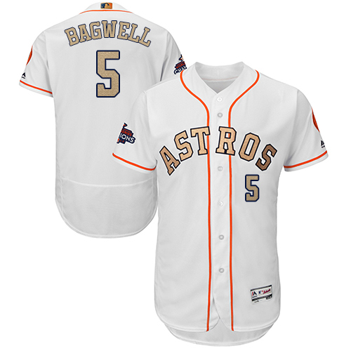Houston Astros #5 Jeff Bagwell White FlexBase Authentic 2018 Gold Program Cool Base Stitched Jersey Men's
