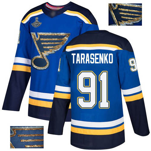 Adidas St. Louis Blues #91 Vladimir Tarasenko Blue Home Authentic Fashion Gold Stanley Cup Champions Stitched Jersey Men's