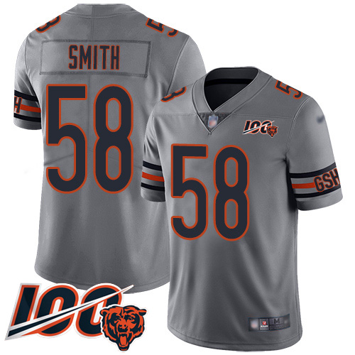 Chicago Bears #58 Roquan Smith Silver Men's Stitched Limited Inverted Legend 100th Season Jersey Men's
