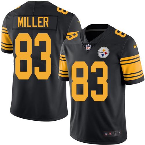 Pittsburgh Steelers #83 Heath Miller Black Youth Stitched Limited Rush Jersey Youth