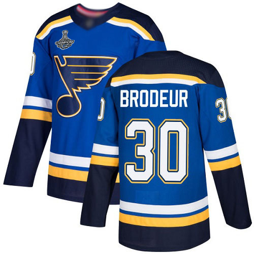 Adidas St. Louis Blues #30 Martin Brodeur Blue Home Authentic Stanley Cup Champions Stitched Jersey Men's
