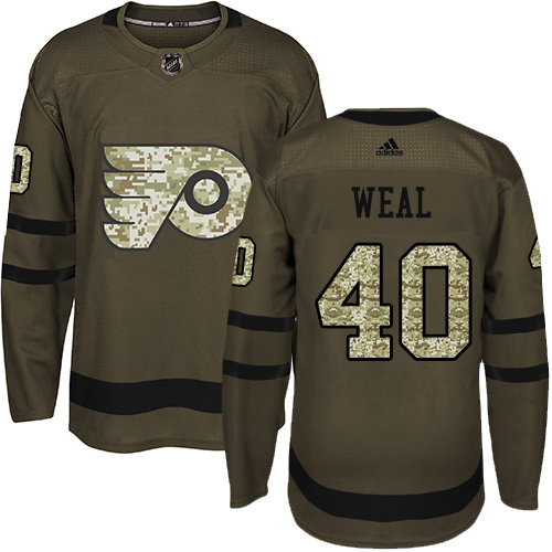 Adidas Philadelphia Flyers #40 Jordan Weal Green Salute to Service Stitched Jersey Men's