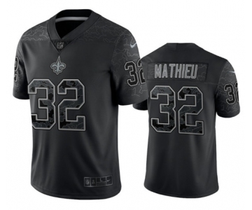 Men's Youth Women's New Orleans Saints #32 Tyrann Mathieu Black Reflective Limited Stitched Football Jersey