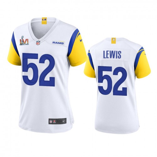 Los Angeles Los Angeles Rams #52 Terrell Lewis Women's Super Bowl LVI Patch Alternate Game Jersey - White Womens