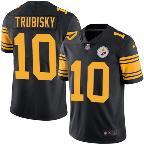 Steelers #10 Mitchell Trubisky Black Youth Stitched Limited Rush Jersey