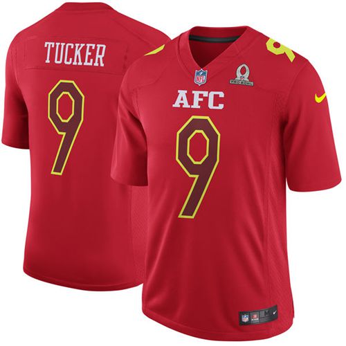 Ravens #9 Justin Tucker Red Men's Stitched Game AFC 2017 Pro Bowl Jersey