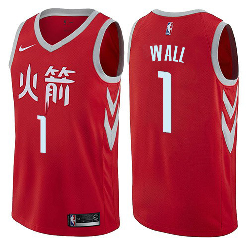 Houston Rockets #1 John Wall Red Womens Swingman City Edition Jersey Womens