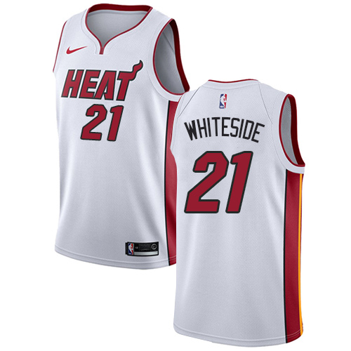 Miami Heat #21 Hassan Whiteside White Youth Swingman Association Edition Jersey Youth