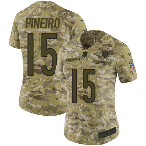 Chicago Bears #15 Eddy Pineiro Camo Women's Stitched Limited 2018 Salute to Service Jersey Womens